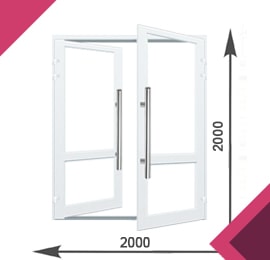 Алюминиевая маятниковая двустворчатая дверь 2000x2000